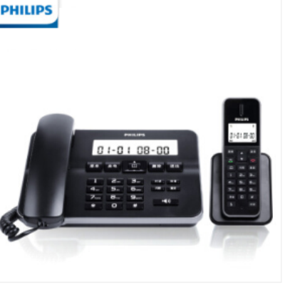 飛利浦(PHILIPS）無繩電話機無線座機子母機 辦公家用中文菜單雙免提擴展子機 飛利浦DCTG192黑色